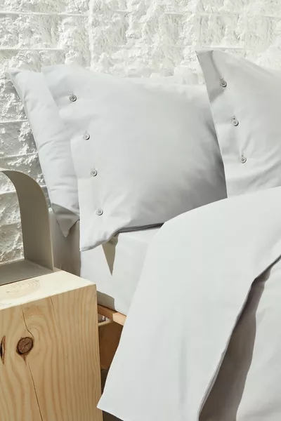 Plain Double Bed Ranforce Washed Duvet Cover Set - Gray