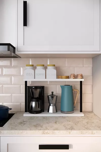 Kitchen Shelf, Organizer, Coffee Corner, Spice Rack, 2-Tier Countertop Organizer