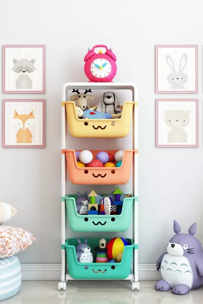 4-Tier Toy Cabinet, Toy Organizer, Toy Cabinet with Baskets