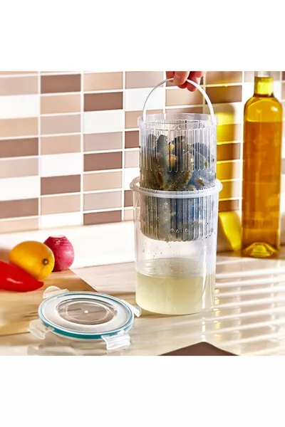 2-delige Set Olijvenhouder met Zeef - Opbergcontainer voor Zure Olijven 1,5 L KSERI