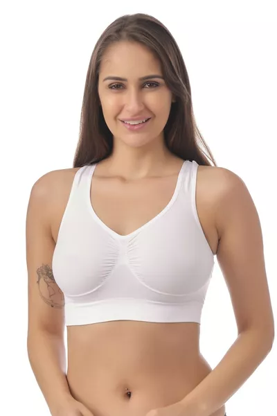 Безшевен спортен сутиен с оформящ ефект  Бял