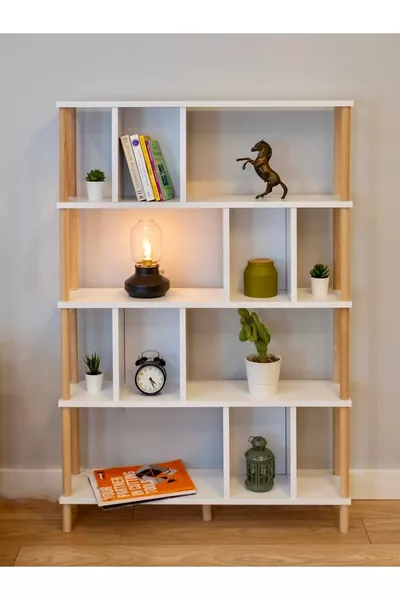 Современная декоративная книжная полка с 5 полками, органайзер для папок, кухонная полка, кладовая, многофункциональная полка - белая