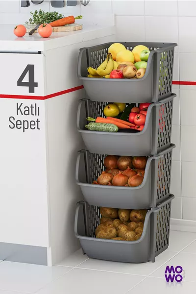 4-Tier Potato & Onion Bin, Vegetable Basket, Fruit Basket, Toy Basket, Bathroom Organizer, Storage Basket