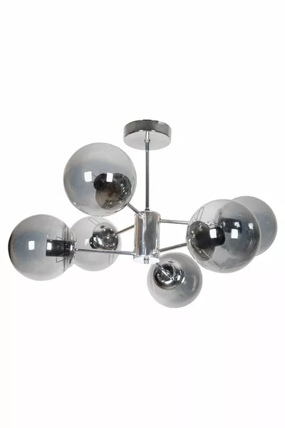 Suspension Moderne de Luxe Oscar, Boîtier en Couleur Chrome, Verre Fumé, Pour Salon - Cuisine - Chambre à Coucher, Lot de 6