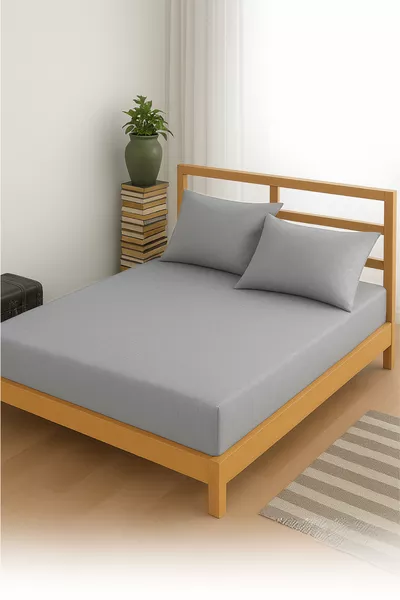 Комплект чаршафи с ластик Adelya Gri (с калъфка за възглавница) Едноспален или двуспален