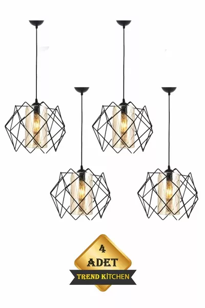4 Pieces Koza One Glass Living Room, Kitchen Acrylic Glass Chandelier