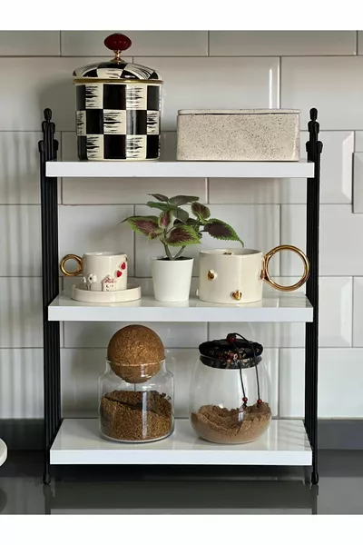 TRIPLE WIRE SHELF Kitchen Shelf WHITE Countertop Shelf Coffee Corner Shelf Bathroom Shelf Spice Rack