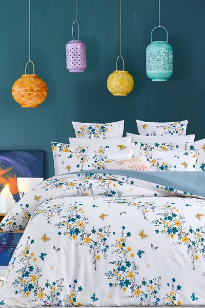 Dekbedovertrekset met elastisch hoeslaken Tweepersoons jungle Petrol