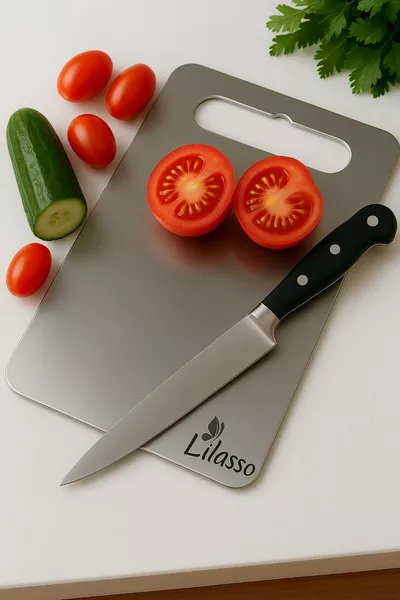 Paslanmaz Çelik Mutfak Kesme-Doğrama Tahtası  cm (Antibakteriyel)