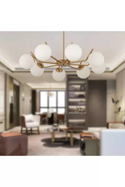 Sara 8-tlg. Weiß Lackiert Glas Modern Jugendzimmer Esstisch-Hängeleuchte