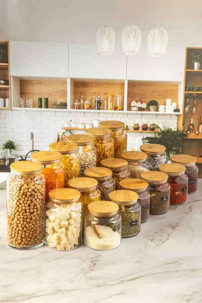 Vakumlu, Ahşap Kapaklı  Parça Cam Kavanoz Seti  ml