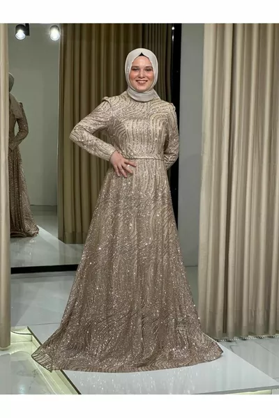 نجوم الذهب الموسم الجديد المرأة الحجاب أنيقة مساء اللباس  