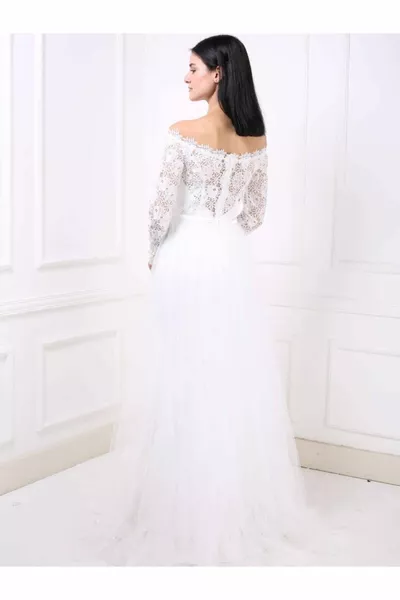 المرأة طويلة الرباط ضيق صالح فستان الزفاف مساء اللباس الأبيض 