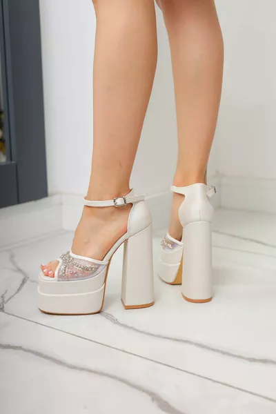 Borduurwerk Gedetailleerd Dubbel Platform Parelmoer Trouwjurk Schoenen maat cm