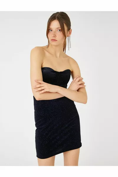 Кадифена мини вечерна рокля Корсет без презрамки Look Cupper