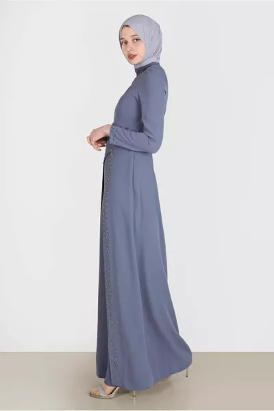 Bead Embroidery Detailed Evening Dress 