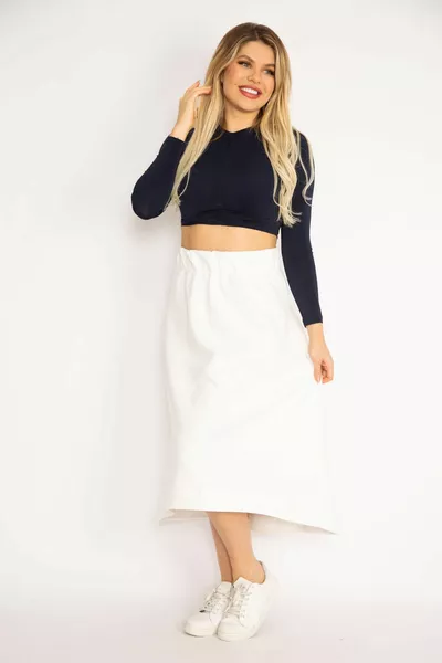 Женская юбка из ткани с тиснением и талией из кости 