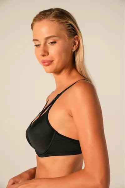 Дамски черен сутиен без подплънки с кръстосани презрамки