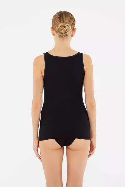 Zwarte Damestop met Brede Hals en Dikke Bandjes van Tricot