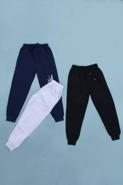 Triple Plain Model Boys' Sweatpants with Elastic Waist Detail