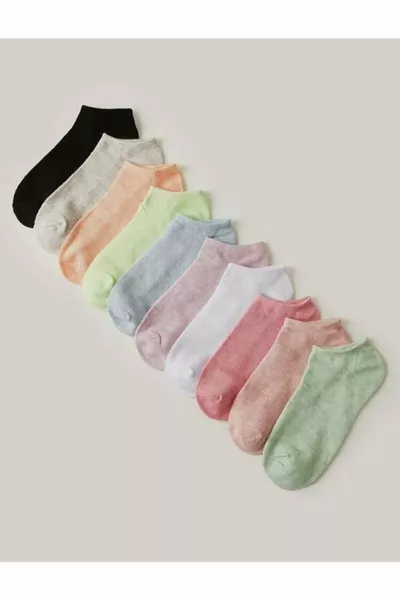 8 пар женских носков-тапочек из хлопка разных цветов