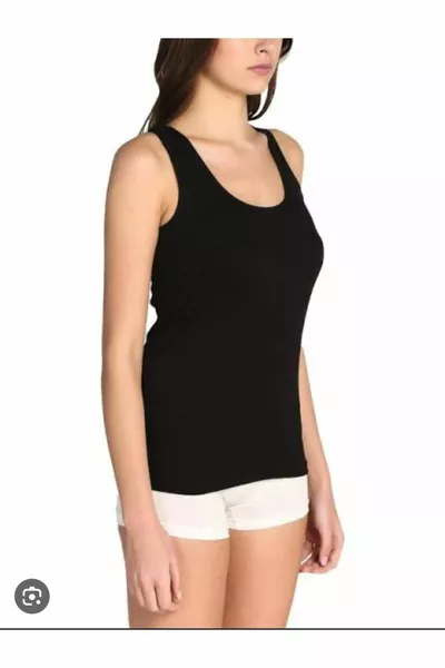 Canotta a spalline larghe nera di alta qualità con lycra, 1 pezzo