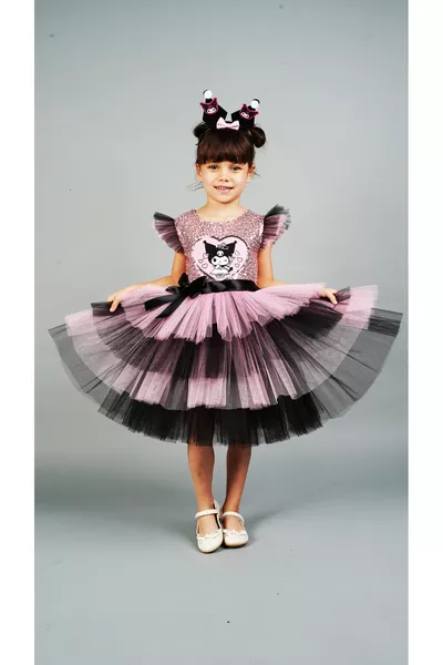 Kuromi roze met kroon verjaardagsfeest jurk