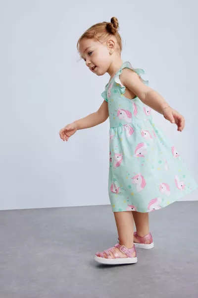 Baby Girl Patterned Short Sleeve Dress SM
