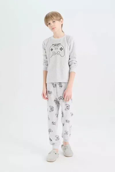 Boys' Velvet Pajama Set Printed Long Sleeve Top Long Pants CW