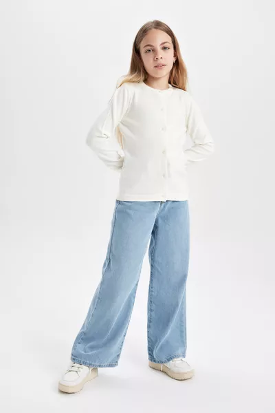 Детский свитер на школьницу с круглым воротом и белым узором, велосипедный стиль au