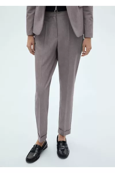 Straight-cut fabric trousers