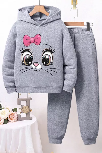 Cute Cat Printed Kids' Comfortable Tracksuit