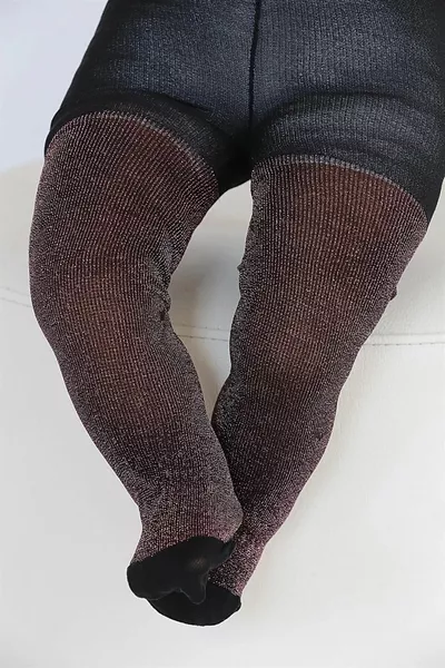 Детские черные колготки с блестками