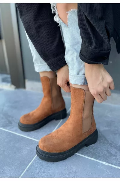 Derla Tan Wildleder Stiefel mit Absatz