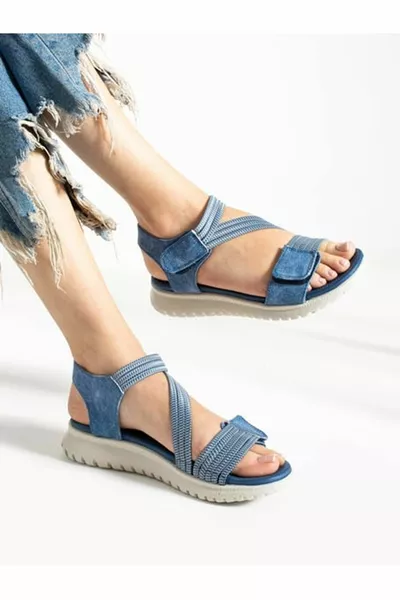 Feles Casual Velcro Fuspet Sohle Bequeme orthopädische Damensandalen BLAU