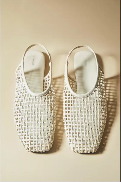 Braided Leather Slingback Ballerinas