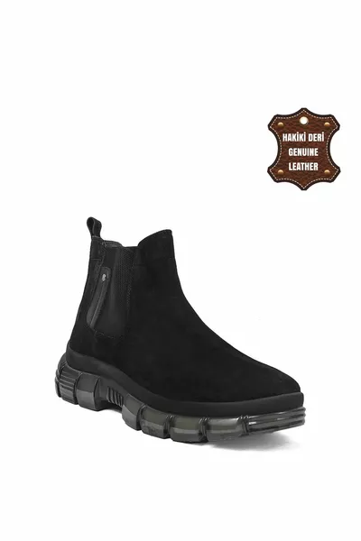  Мъжки ботуши от естествена кожа Челси черни