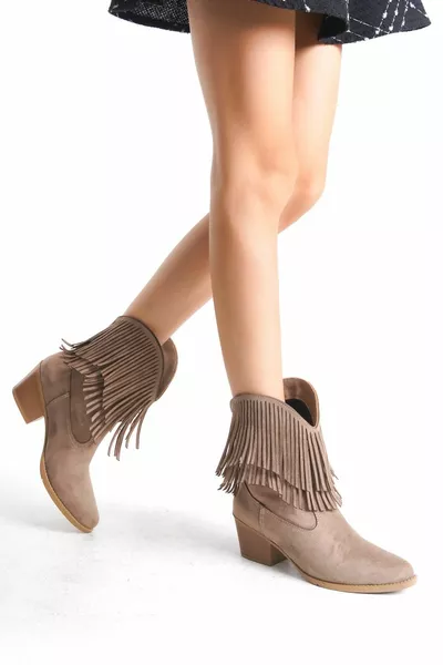 Женские замша миди длина каблуки ковбойские сапоги с бахромой вестерн остроконечный носок ковбойские сапоги