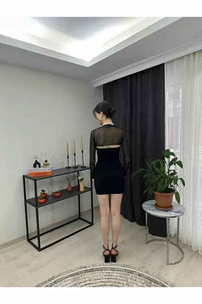 Mini robe stretch noire pour femme