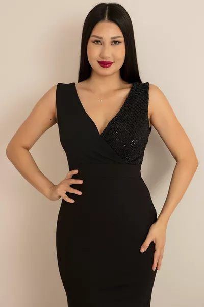 مزدوج الصدر طوق طويل حورية البحر مساء اللباس 