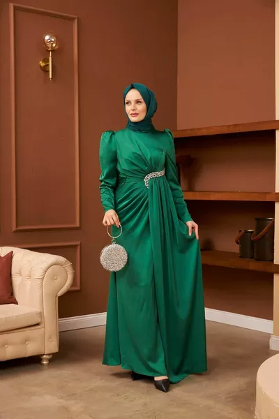 Вечерна рокля Mehtap - Изумрудено зелено