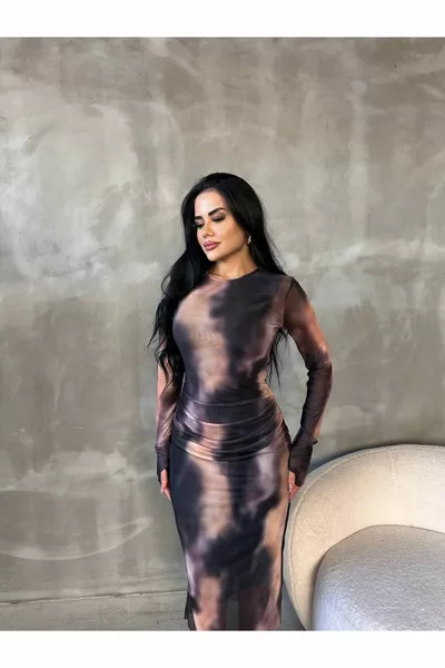 Colorful Black Tulle Detailed Stylish Dress