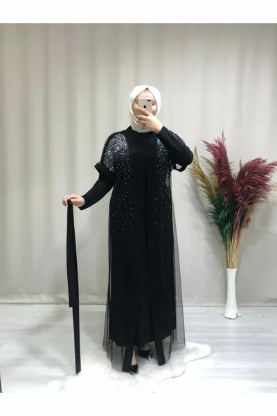 Women's hijab oversized underwear stone abaya dress