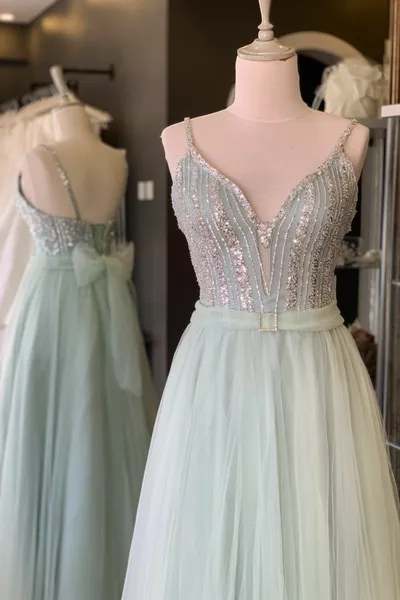 أكوا الأخضر الدانتيل والحزام مفصلة حزام مساء اللباس والسهرة اللباس