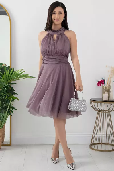  Glitzer-Tüllkleid mit C-Ausschnitt