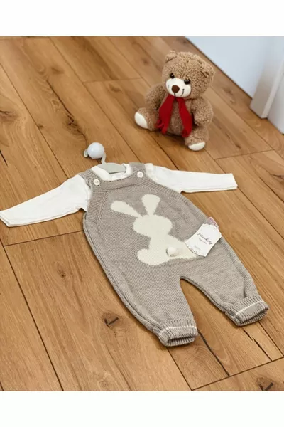 Unisex Baby Stone Color Badili Kaninchen bedrucktes Strickset