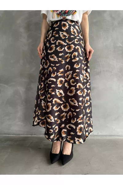 الفاخرة جودة الخصر المطاطي ماكسي طول تنورة طويلة الساتان