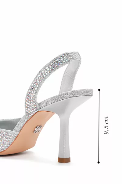 Women's Silver Stone Open-Back Heels