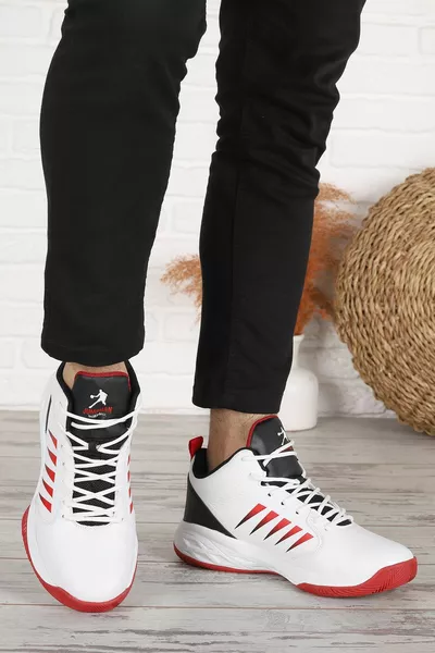  Sneakers Basket Uomo Bianco-nero-rosso