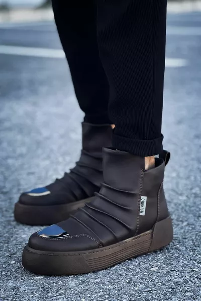 MJOLI Ritssluiting Laceless Spiegel Gedetailleerd Design Heren Laarzen COFFEE - CHE